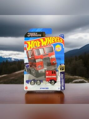 Hot Wheels 2025 Optimus Prime Red Toy Semi Truck